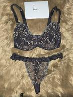 Transparant lingeriesetje, Verzenden, Zwart, BH