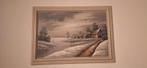 Schilderij natuur met oud buitenhuisje, van omtrend 1975, Antiek en Kunst, Ophalen of Verzenden