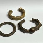 Afrikaanse Bronzen Armbanden - Set van 3 Manilla, Ophalen of Verzenden, Gebruikt, Bruin, Overige materialen