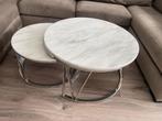 Ronde salontafelset met marmer, Huis en Inrichting, Tafels | Salontafels, Ophalen, Gebruikt, 100 tot 150 cm, Rond