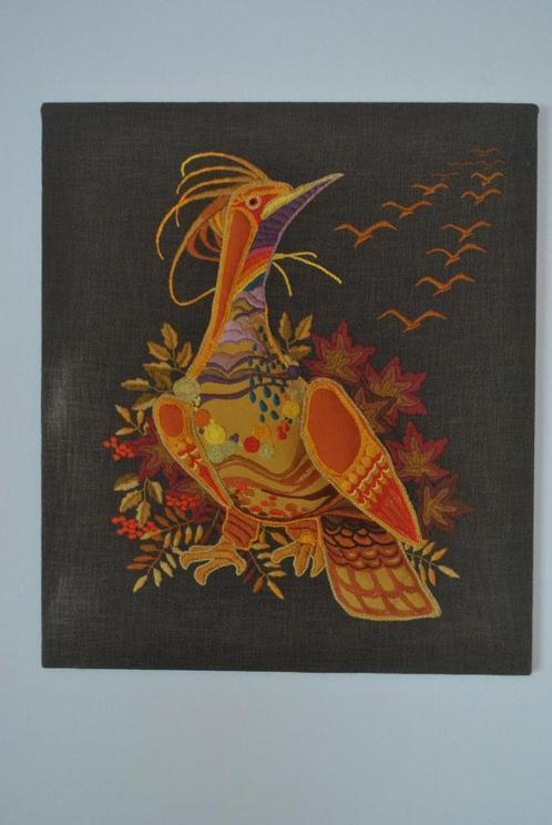 Schilderij, stof, kleurrijk, vintage, 60 bij 52 cm, Verzamelen, Retro, Huis en Inrichting, Ophalen of Verzenden