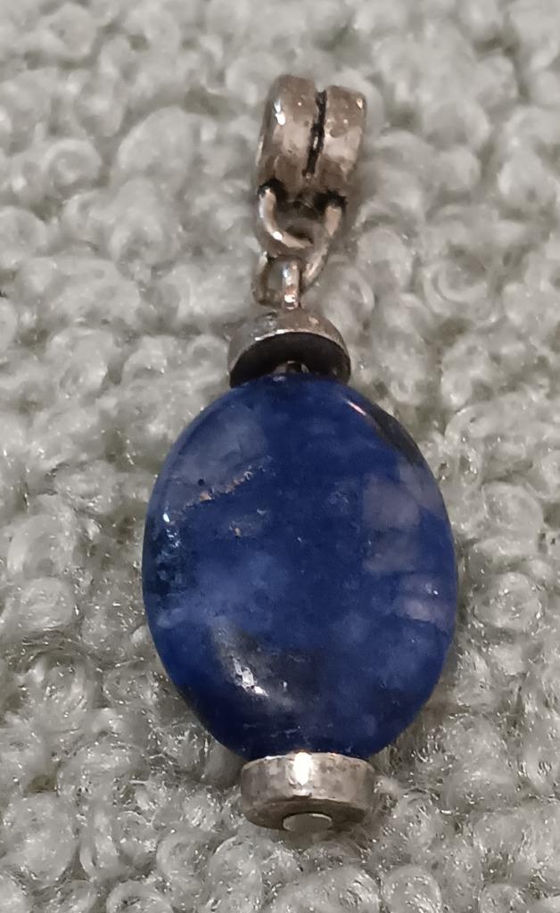 DB39 Ketting hangertje lapis lazuli 34x12mm, Sieraden, Tassen en Uiterlijk, Kettinghangers, Nieuw, Steen of Mineraal, Blauw, Overige voorstellingen