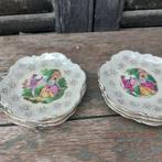 Leuke Franse brocante petit fours bordjes iriserend, 10 cm, Ophalen of Verzenden