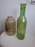 2 vazen, Ophalen, Minder dan 50 cm, Groen, Glas