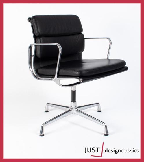 Vitra ea 208 Zwart Leder Gepolijst  12 besch., Huis en Inrichting, Stoelen, Zo goed als nieuw, Leer