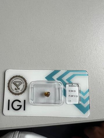 0,59 natural diamand fancy deep yellow orange beschikbaar voor biedingen