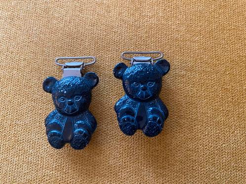Vintage bretel clips blauwe beren, Hobby en Vrije tijd, Naaien en Fournituren, Gebruikt, Knoop of Knopen, Ophalen of Verzenden