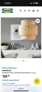 IKEA SINNERLIG Lamp 50cm + Ophangsysteem, Huis en Inrichting, Lampen | Hanglampen, Ophalen, Zo goed als nieuw, Hout, 50 tot 75 cm