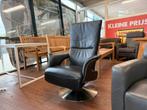 Luxe leren relax fauteuil – zwart, draaibaar & verstelbaar, Huis en Inrichting, Fauteuils, Ophalen of Verzenden, Zo goed als nieuw