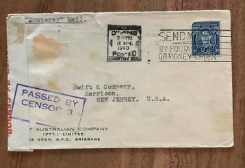 AUSTRALIË 1940 BRIEF COVER M CENSUUR N USA /F17 beschikbaar voor biedingen