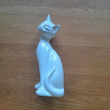 Wit porselein poezenbeeldje jaren 70 beschikbaar voor biedingen