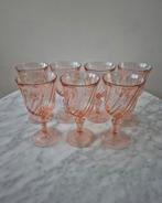 Set franse Vintage rosaline swirl wijnglazen roze glas, Antiek en Kunst, Antiek | Glas en Kristal, Ophalen of Verzenden