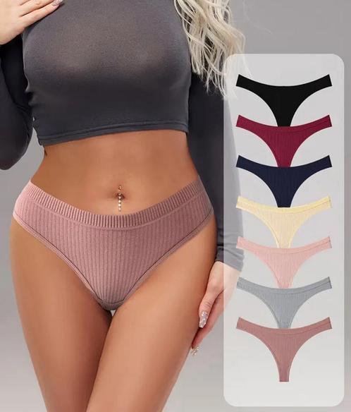 7 stuks Dames Geribde Slips, Kleding | Dames, Ondergoed en Lingerie, String, Ophalen of Verzenden