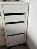 Witte ladekast op wieltjes, Huis en Inrichting, Kasten | Ladekasten, Ophalen, 5 laden of meer, 100 tot 150 cm, Zo goed als nieuw