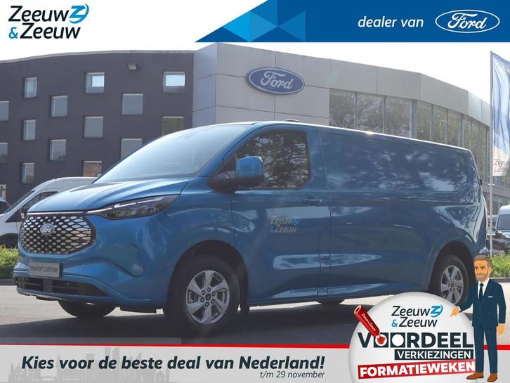 Ford E-Transit Cust. 340 L2H1 Limited 65 kWh Ford E-Transit, Auto's, Bestelauto's, Bedrijf, Te koop, ABS, Achteruitrijcamera, Airbags