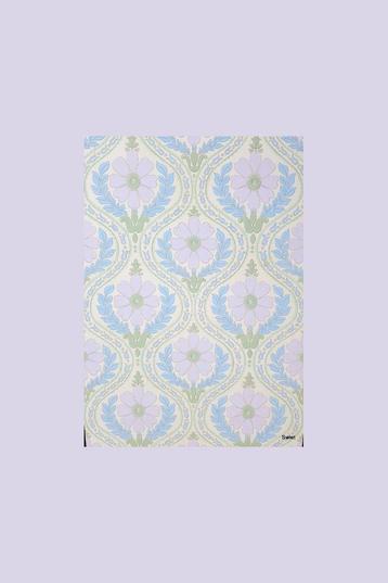 5449 Retro bloemenbehang in lila blauw groen pastel swiet beschikbaar voor biedingen