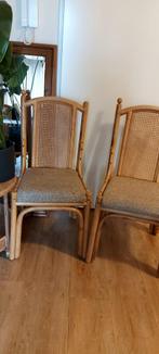 4 Rotan eetkamerstoelen vintage '80's, Ophalen, Gebruikt, Bruin, Vier