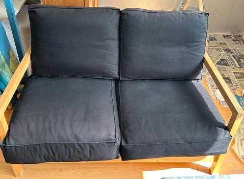 Ikea Lillberg 2-zitsbank hout zwart, Huis en Inrichting, Banken | Bankstellen, Zo goed als nieuw, Tweepersoons, Minder dan 150 cm