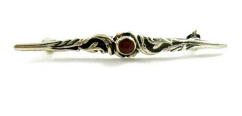 Staafbroche met karneool, 925 zilver (6895-2642), Sieraden, Tassen en Uiterlijk, Broches, Zo goed als nieuw, Zilver, Zilver, Ophalen