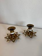 Vintage Messing kaarsenhouder 2x ster, Ophalen of Verzenden, Minder dan 25 cm