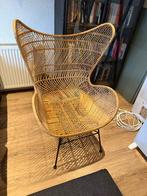 Fauteuil HK living egg chair rotan, Ophalen, Gebruikt, Bruin, Riet of Rotan
