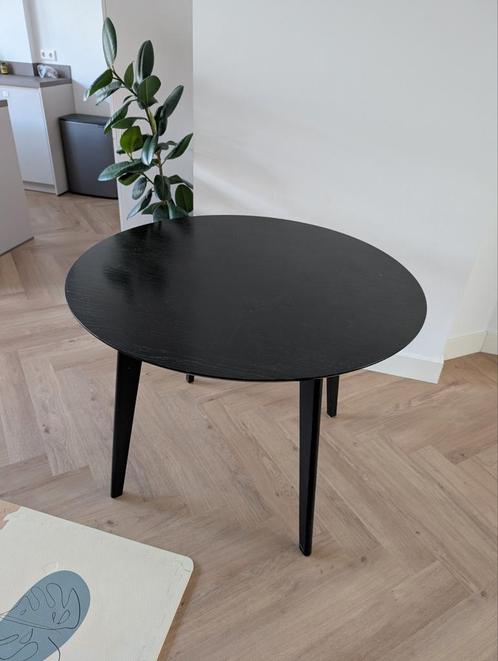 Ronde zwarte eettafel 105cm, Huis en Inrichting, Tafels | Eettafels, Zo goed als nieuw, 100 tot 150 cm, 100 tot 150 cm, Vier personen