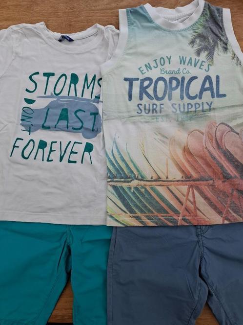 Hema setje maat 122-128, 2 shirts met 2 korte broeken, Kinderen en Baby's, Kinderkleding | Maat 128, Zo goed als nieuw, Jongen