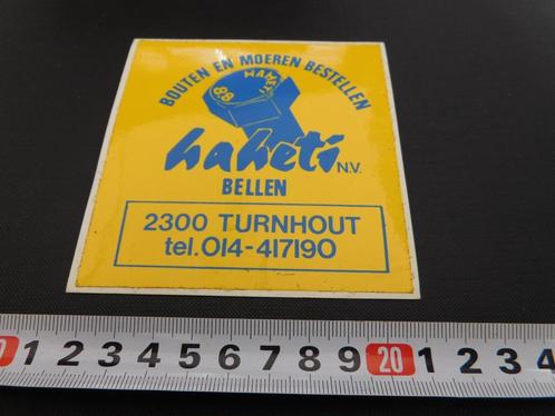 sticker België Turnhout Hahetu Bouten en moeren, Verzamelen, Stickers, Zo goed als nieuw, Bedrijf of Vereniging, Ophalen