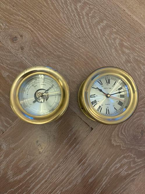 Scheepsklok en Barometer Set - Messing, Watersport en Boten, Bootonderdelen, Zo goed als nieuw, Overige typen, Zeilboot of Motorboot
