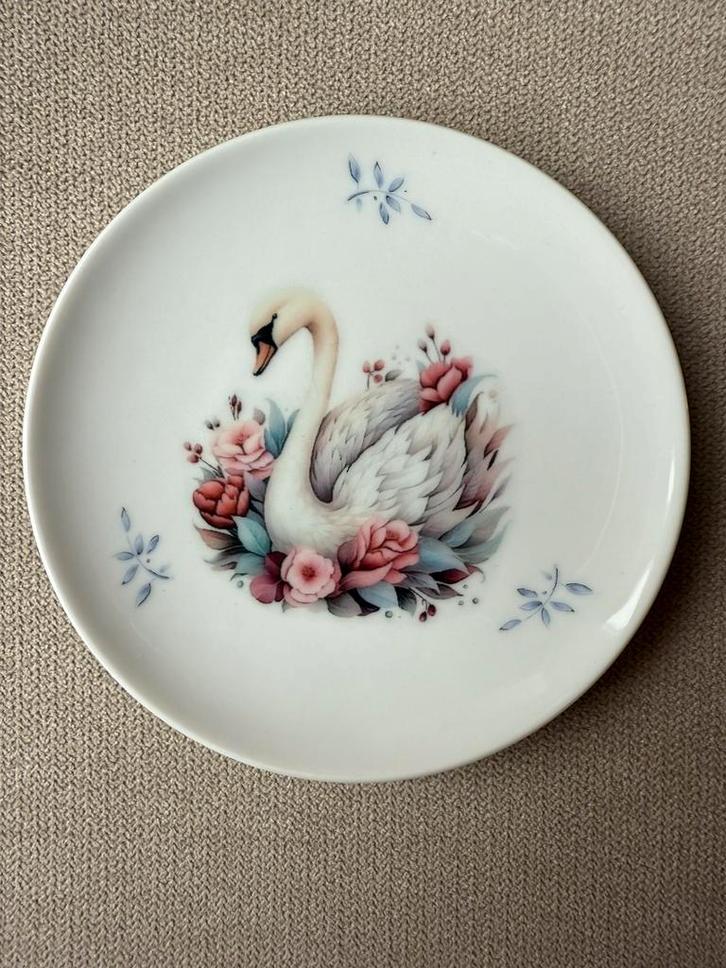 Vintage Bavaria Winterling porseleinen bordje met zwaan, Antiek en Kunst, Antiek | Porselein, Ophalen of Verzenden