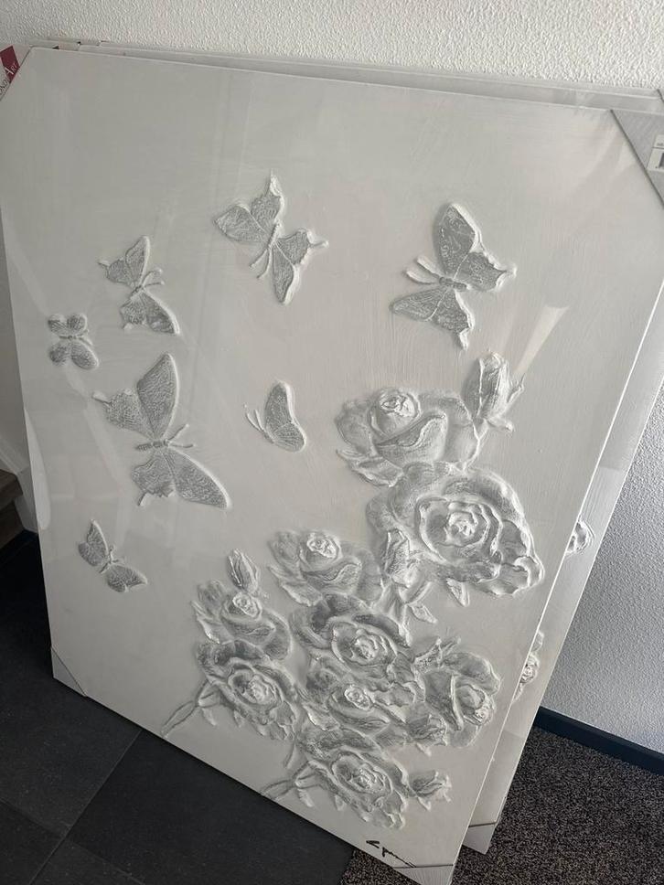 Canvas/schilderij. Wit. 3 stuks. NIEUW., Huis en Inrichting, Woonaccessoires | Memoborden, Nieuw, Overige typen, Ophalen