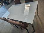 Glazen Eettafel met Stoelen, Gebruikt, 100 tot 150 cm, Metaal, Rechthoekig
