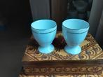 2 vintage eierdopjes met smalle goudrand, Ophalen of Verzenden