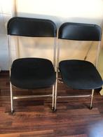 Twee zwarte klapstoelen, Huis en Inrichting, Stoelen, Ophalen, Gebruikt, Twee, Zwart