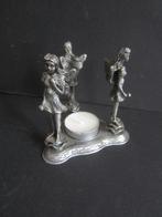 kaarsenstandaard waxine engelen  van tin, Overige materialen, Ophalen of Verzenden, Zo goed als nieuw, Grijs