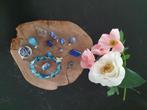 12 Blauwe edelsteensieraden met ketting - 12 voor 10,-, Overige voorstellingen, Nieuw, Met edelsteen, Zilver