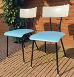 Vintage Stoelen Set - Blauw & Wit - Jaren 50/60, Ophalen, Gebruikt, Twee, Blauw