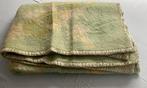 Vintage wollen deken, motecht, zachtgroen/beige 168x220, Huis en Inrichting, Eenpersoons, Beige, Ophalen of Verzenden, Deken of Dekbed