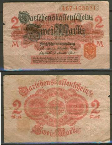 Berlin Berlijn 2 Mark1914 Darlehenskassenschein Biljet r-129 beschikbaar voor biedingen