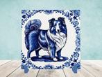 Sheltie Delfts Blauwe tegel incl houder, Ophalen of Verzenden, Nieuw