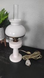 Vintage elektrische olielamp wit aardewerk glas, Huis en Inrichting, Lampen | Tafellampen, Minder dan 50 cm, Gebruikt, Ophalen of Verzenden