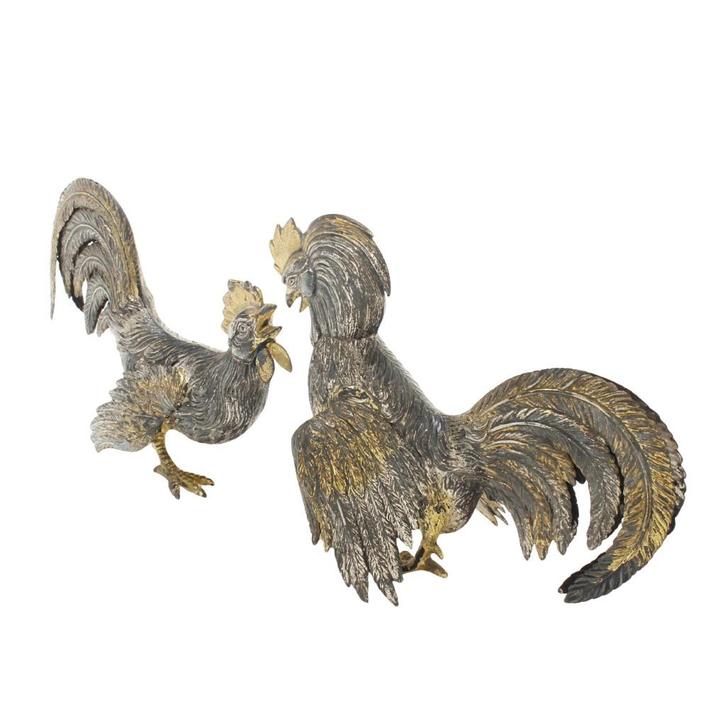 Zilveren hanen Spaans zilver .915, Antiek en Kunst, Antiek | Goud en Zilver, Zilver, Verzenden