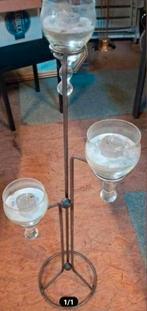 Metalen roestige standaard met 3 glaasjes, Ophalen, Metaal, 75 cm of meer