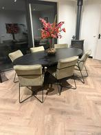 Complete eethoek met ovale tafel en 6 velvet stoelen, Huis en Inrichting, Tafels | Eettafels, 100 tot 150 cm, 200 cm of meer, Ophalen of Verzenden