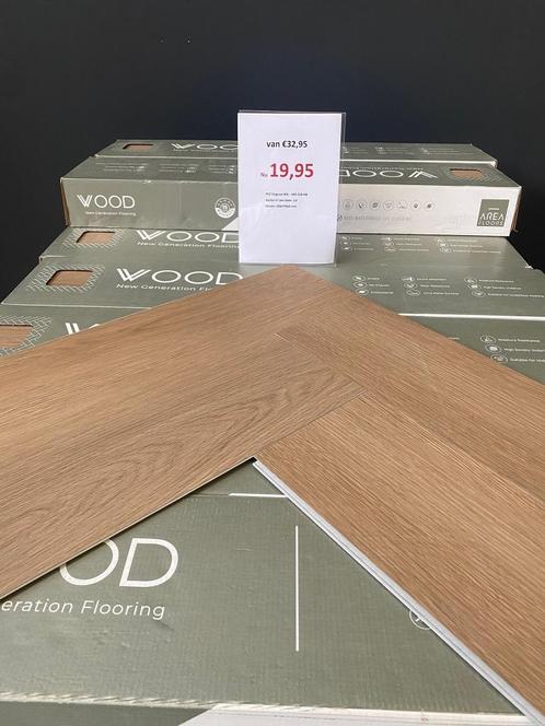 Restant PVC klik visgraat pallets showroom vianen, Huis en Inrichting, Stoffering | Vloerbedekking, Nieuw, Laminaat, Crème, Beige
