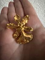 Q217/Vintage Goud Vergulde ORCHIDEE broche, Sieraden, Tassen en Uiterlijk, Broches, Overige materialen, 4 tot 7 cm, Gebruikt, Verzenden
