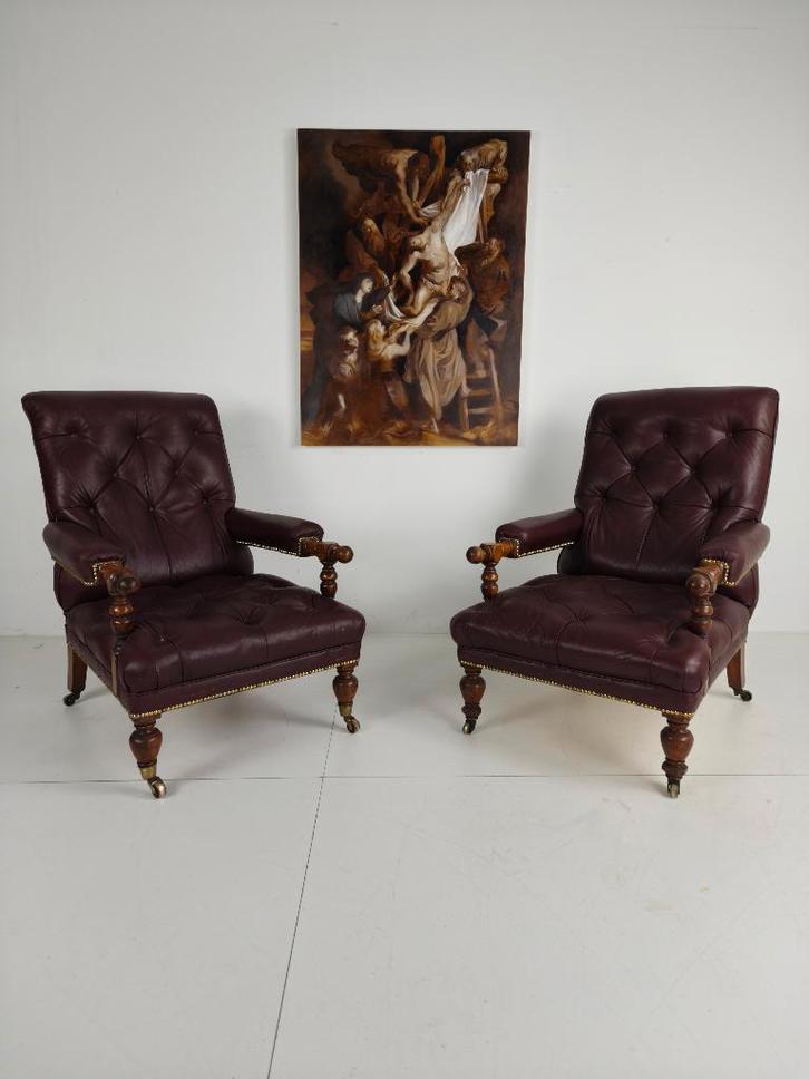 Paar Antieke fauteuils - William Morris & Co Edinburgh, Antiek en Kunst, Antiek | Meubels | Stoelen en Banken, Ophalen