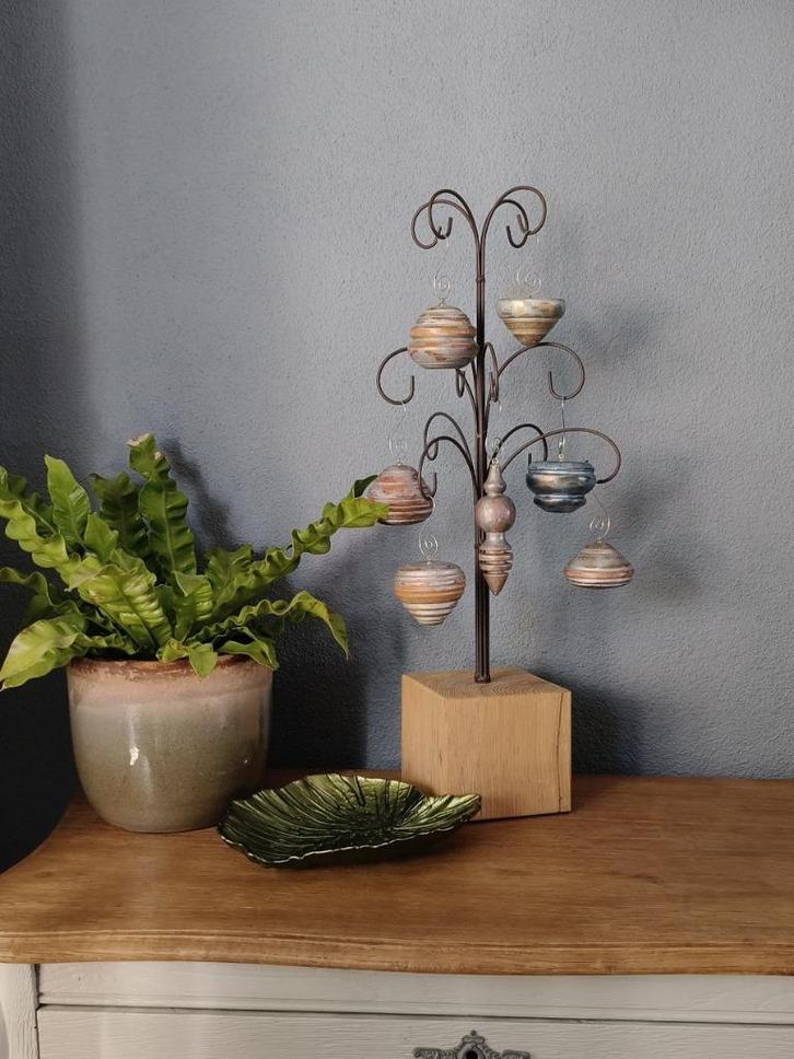 7x houten ornament - hanger - decoratie - kerst, Diversen, Kerst, Zo goed als nieuw, Ophalen of Verzenden