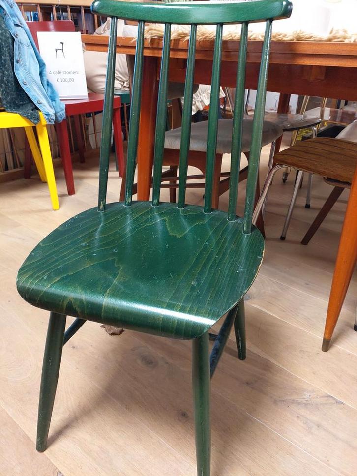 Vintage Stoel met Rondlopende Leuning, Huis en Inrichting, Stoelen, Gebruikt, Eén, Bruin, Ophalen