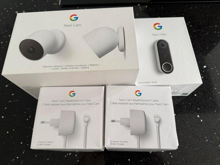 Complete set Google Nest Camera’s en deurbel, Audio, Tv en Foto, Videobewaking, Ophalen of Verzenden